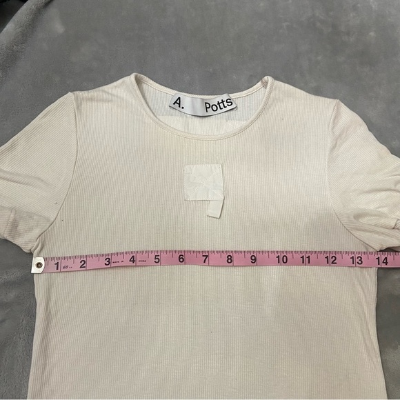 A. Potts tab tee short sleeve rib cream 10905 - Picture 10 of 15